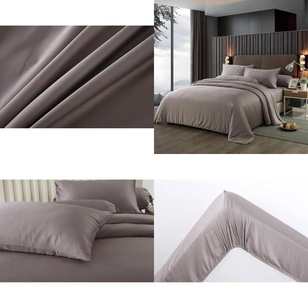 

Роскошный комплект пододеяльников из бамбука и вискозы — нить 400, размер Queen, шоколадно-серый