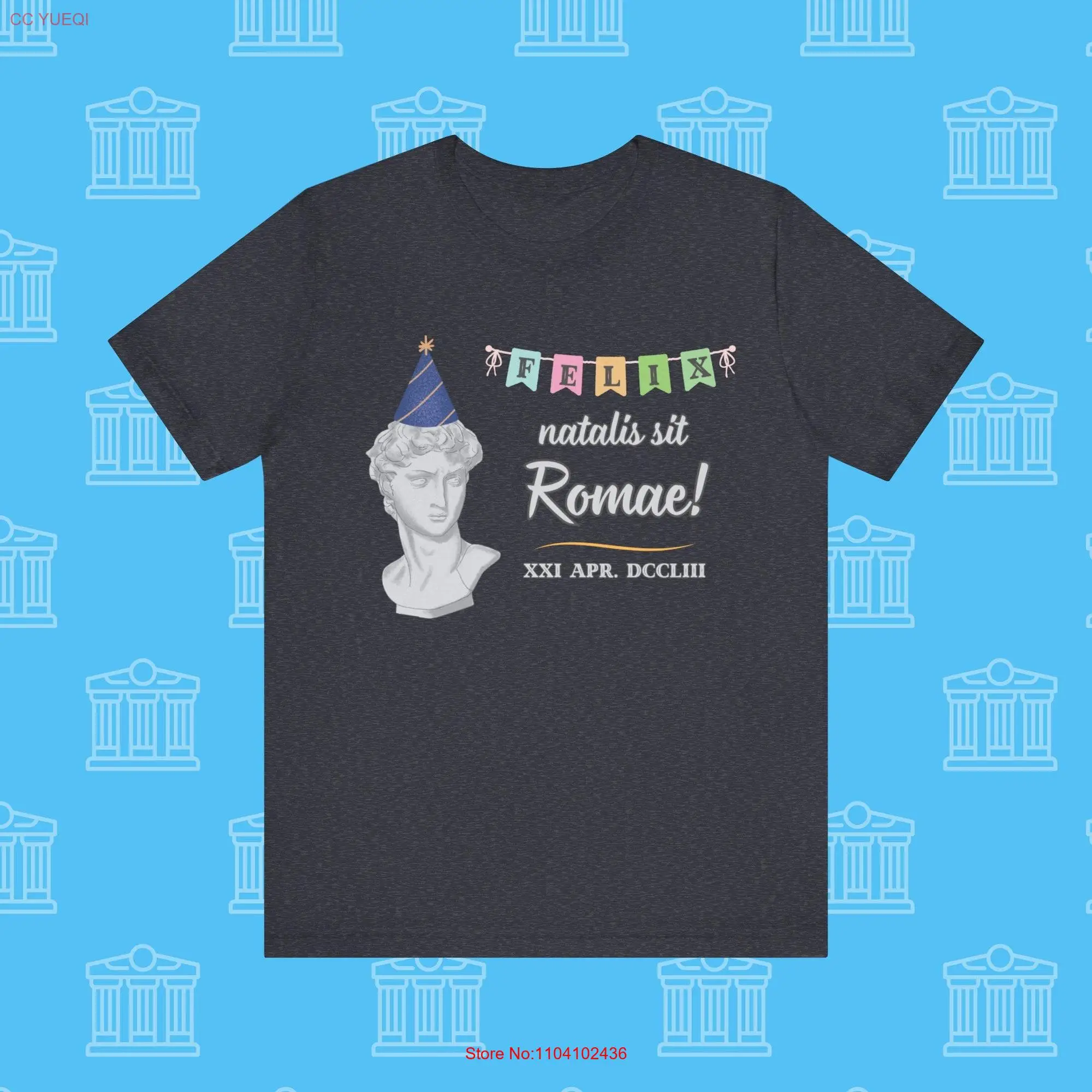 Camiseta de la estatua de cumpleaños romana, 21 de abril de 753, B C, fundación de Roma, maestro latino, números antiguos de Romulus Remus