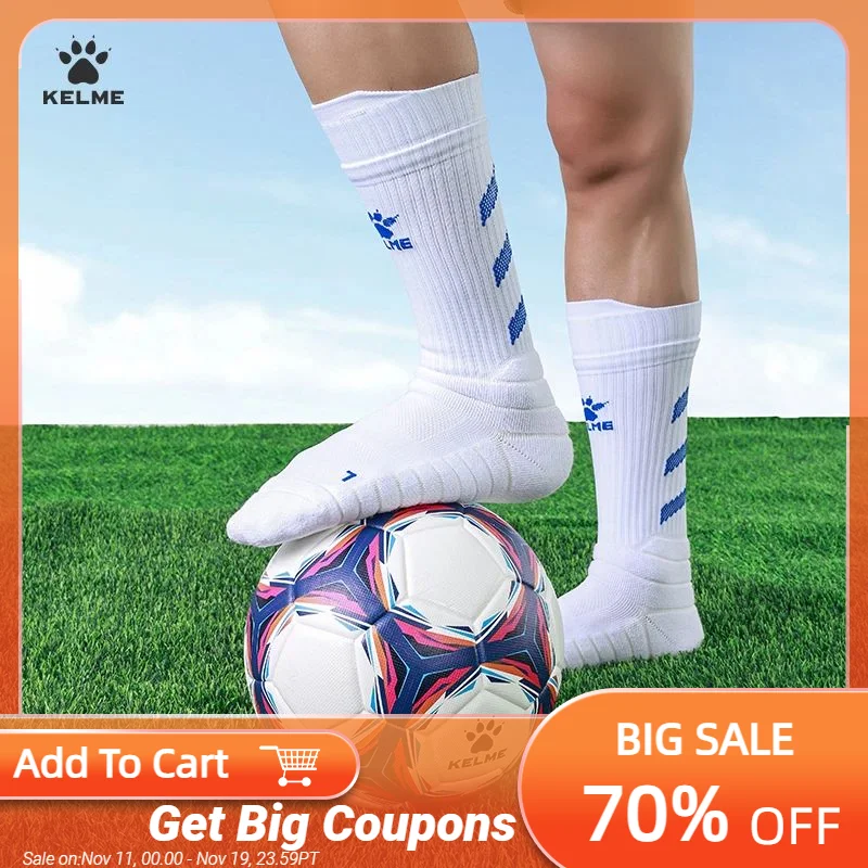 

KELME Football Socks Adult Mid-Calf Professional Match Training sweat resistant wear resistant non-slip running sports socks