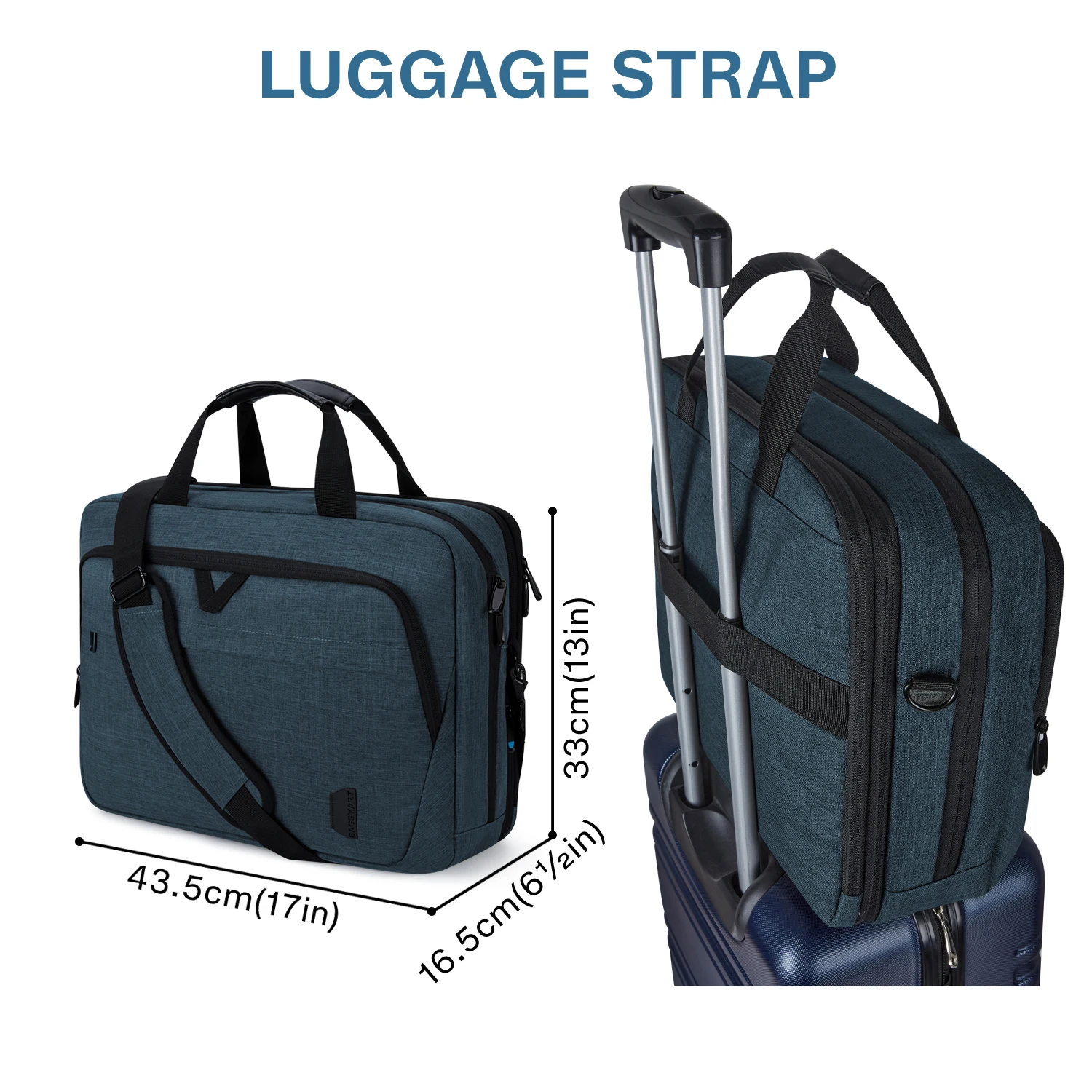 BAGSMART-Bolsa expansível para laptop para homens e mulheres, maleta para computador, bolsa de ombro, trabalho, negócios, viagens, escritório, 17.3