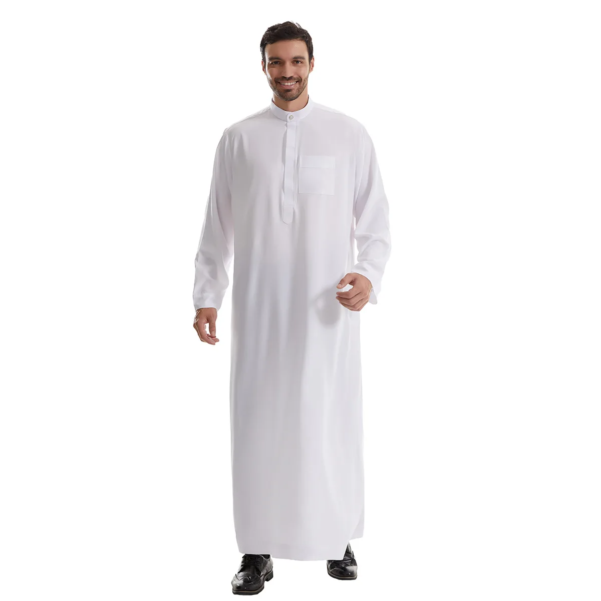 Muslim Men Zipper Front Jubba Thobe Arabic Robe Turkey Kaftan Dubai Abaya Saudi Dress Islam Clothing Ramadan Djellaba Dishdasha