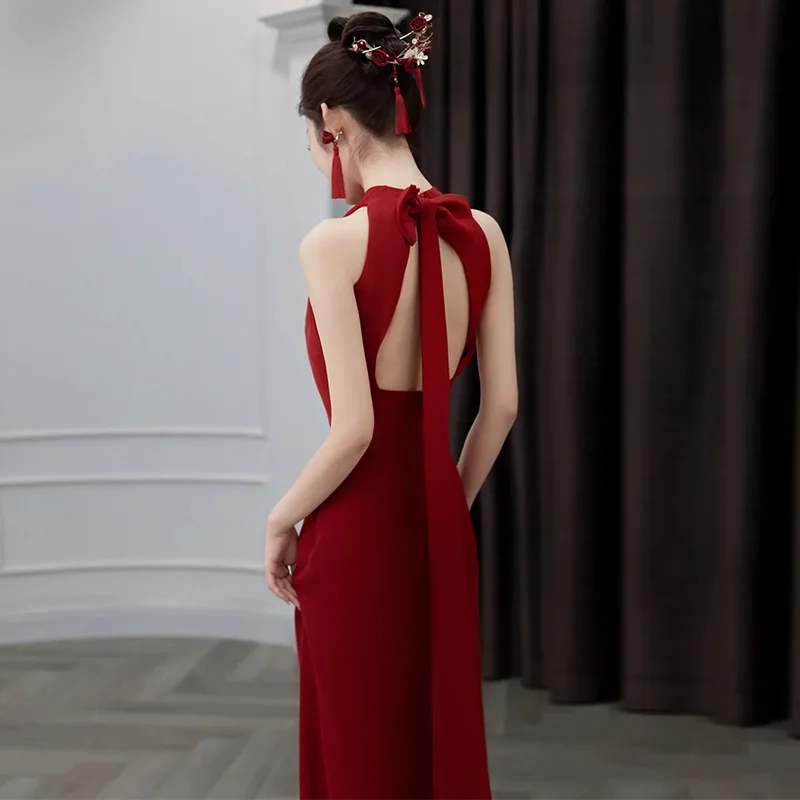 

Элегантное вечернее платье для женщин: нарядное, с открытой спиной, на бретельках, для помолвки, дня рождения, свадебного торжества, для ведущей, для тостов