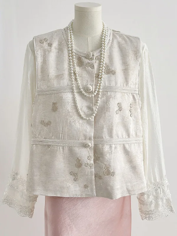 

Новый весенний розовый вышитый круглый Ne Svel Hanfu открытый кардиган жилет женский традиционный китайский костюм Faion