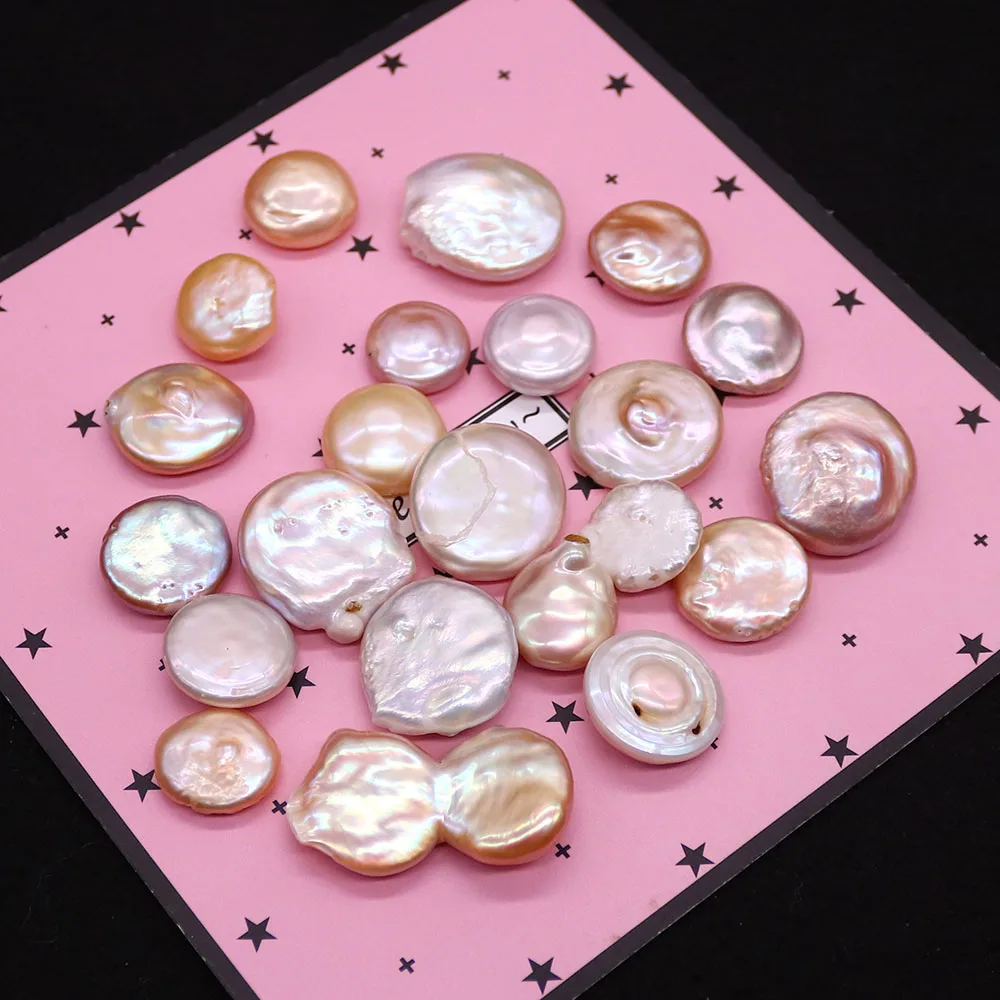 

Colorful Natural Freshwater Pearl Beads Irregular Disc Button Shape Nonporous Loose Bead 5 Pcs For Handmade Fashion Jewelry Gift