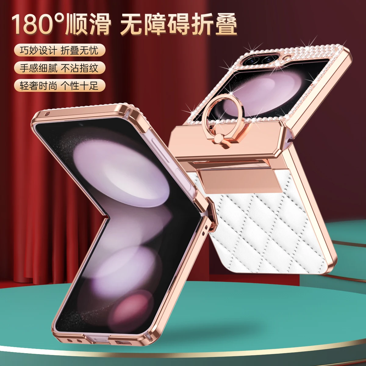 

Роскошный модный кожаный чехол-держатель с бриллиантами для Samsung Galaxy Z Flip 7 и Flip7 FE, полная защита с петлями