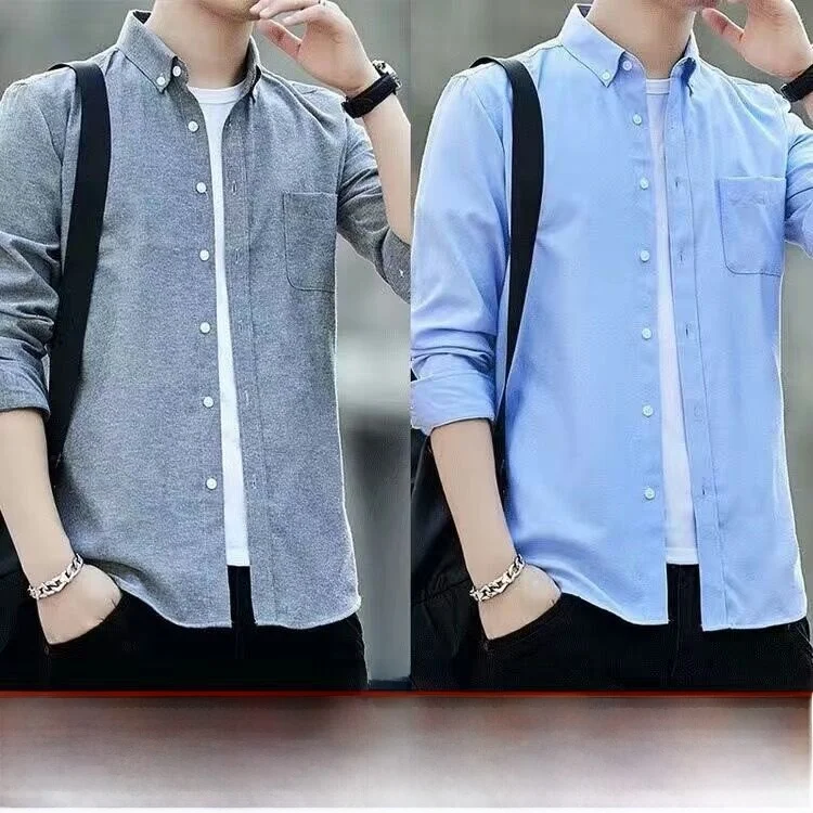 

Men's Workwear Shirt Summer Spring Sun Protection Wear Resistant Dirt Proof Long Sleeve Button up Oxford Cloth Work Shirt