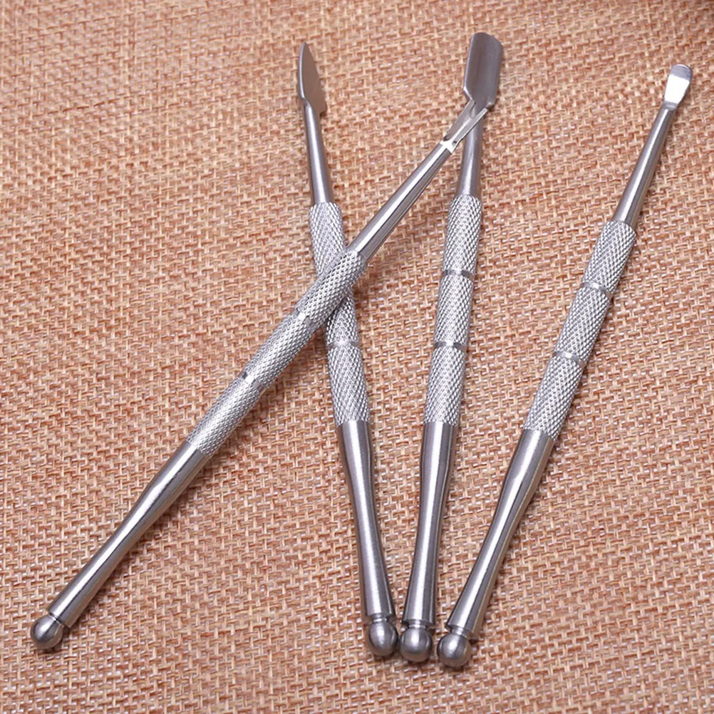 

4pcs Stainless Steel Pusher Tools Cuticle Remover Dead Skin Fork Manicure Set Art Tool Nail Files Tool Nail Sanding Block