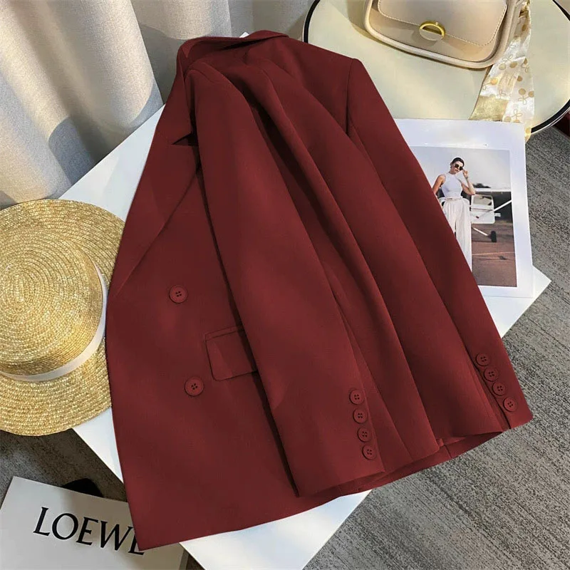 Casual Women's Blazer for Spring 2026 New Fashion Double-Breasted Purple Blazers Jacket Woman with Design Flair Suit Outwear