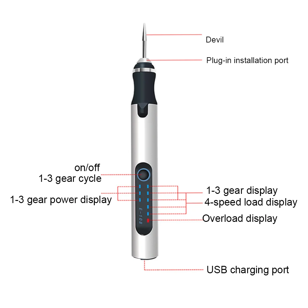 Imagem -04 - Mini Broca sem Fio Elétrico Moedor Gravador Caneta Usb sem Fio Broca Rotativa Ferramentas Velocidade Broca Elétrica para Moagem Polimento