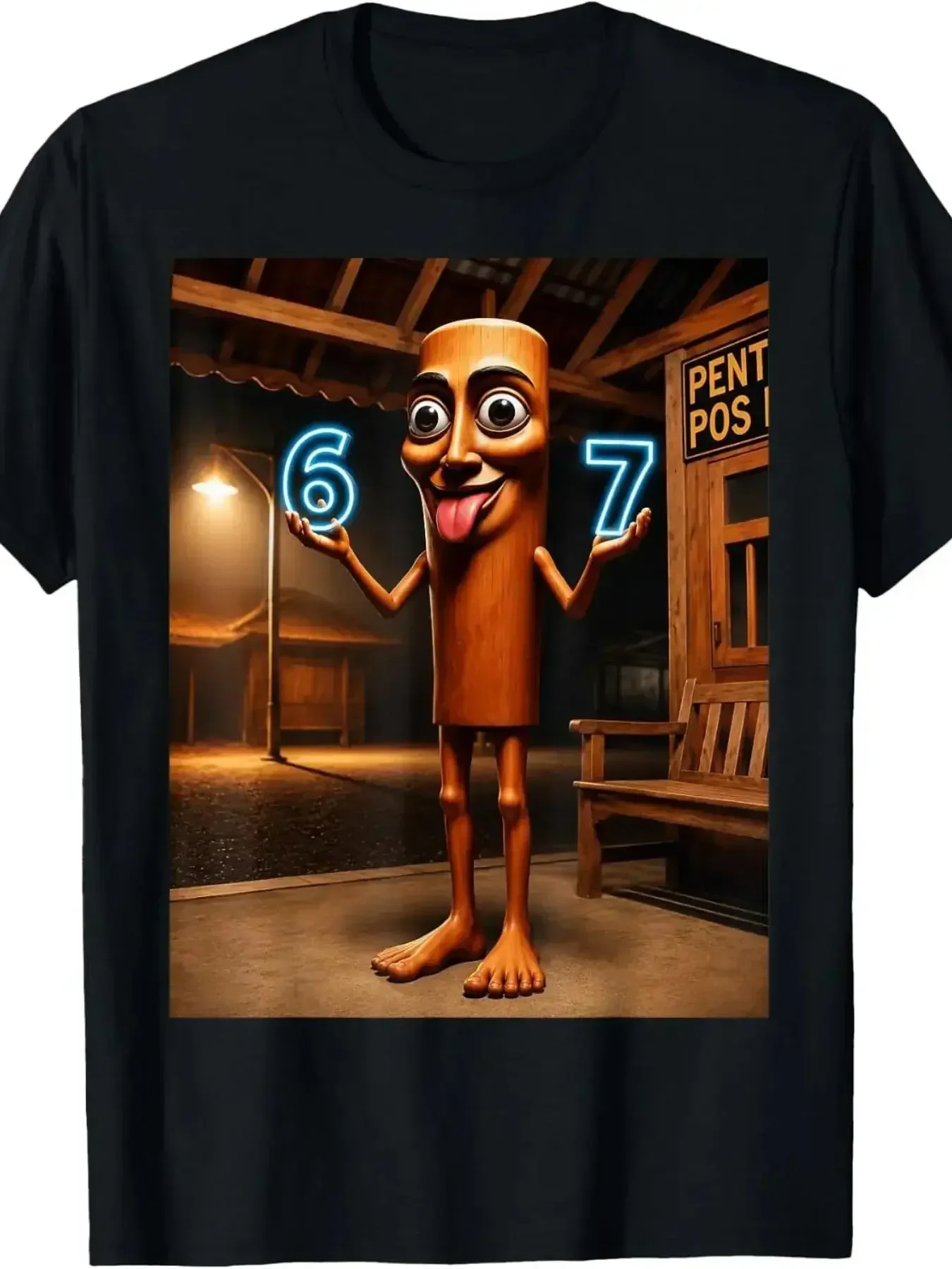 Unisex Style Funny Viral Character Graphic T-Shirt John Pork Tung Tung Tung Sahur 67 Shirt  Vintage T Shirt Men T Shirt Harajuku