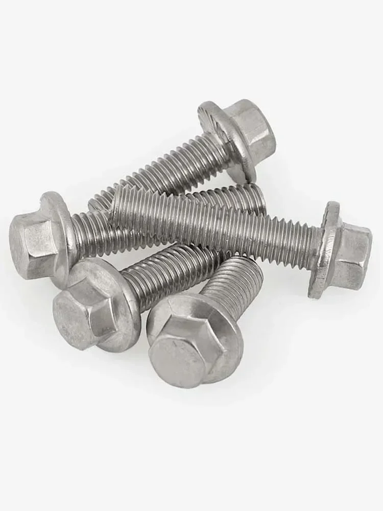 10pc GB5787 Hexagon Bolt Flanged M5 M6 Outer Hexagon Flange Screw Bolts 304 Stainless Steel  L=12-40mm 16MM Non-slip Small Head