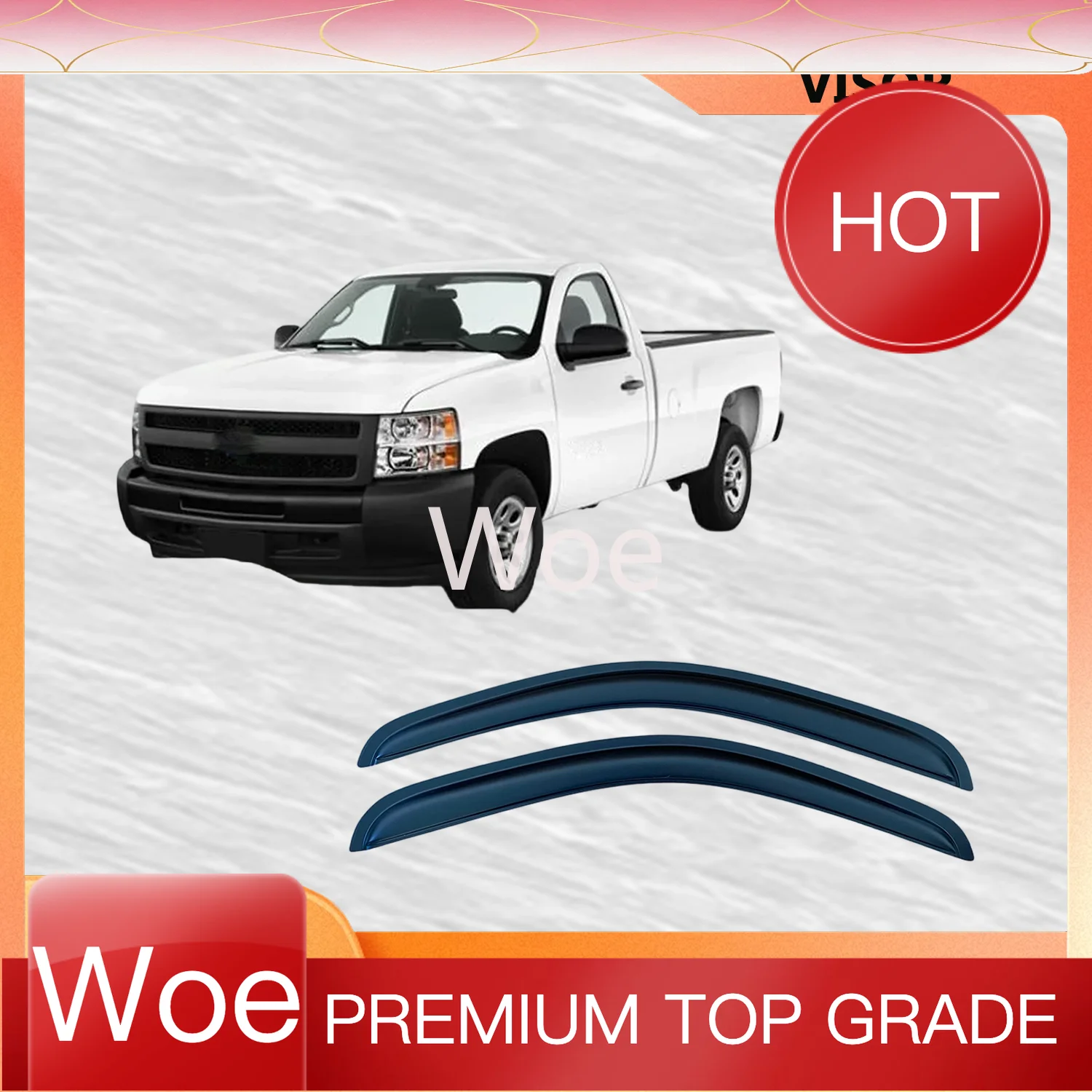 Visera WoeWindow para CHEVROLET SILVERADO 1500/2500HD/3500HD 2007-2010 2011 2012 2013 CABINA ESTÁNDAR/REGULAR PICKUP, Deflectores de Viento