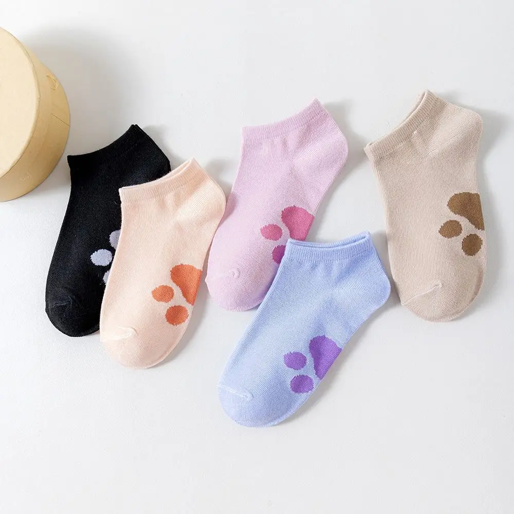

10Pairs Cute Bear Claw Cartoon Short Socks Patchwork Elastic Boat Socks Women Breathable Hosiery Invisible Socks Sport