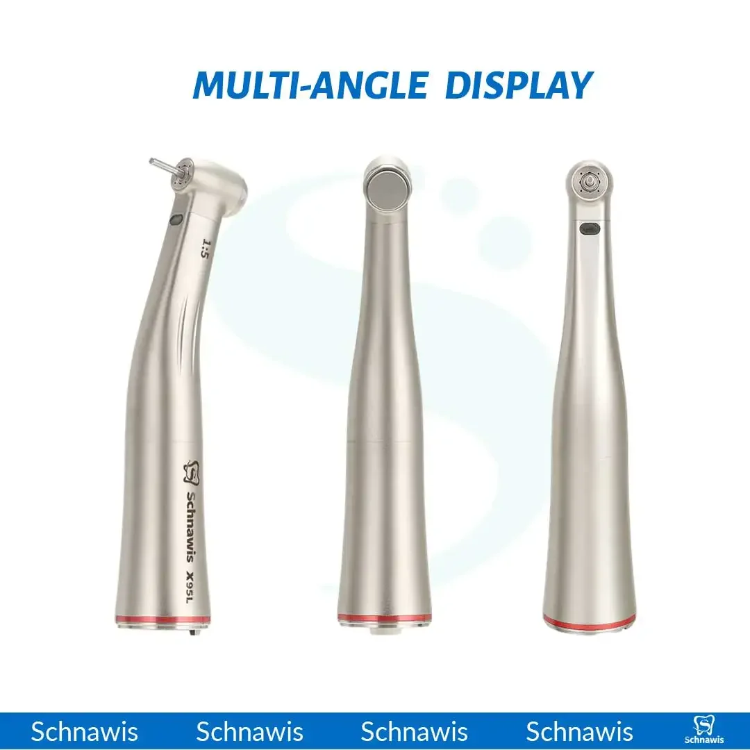 X95L Dental Against Contra Angle 1:5 Increasing Speed Handpiece LED Fiber Optic Handpiece Inner Water Red Ring contraangulo Tool