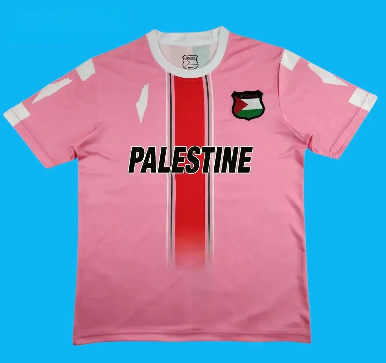 

Summer Men's Palestine Pink Jersey – Arabic Map Shirt Red Stripe Unisex Adult Kids Breathable Quick-Drying Motorcycle Tees
