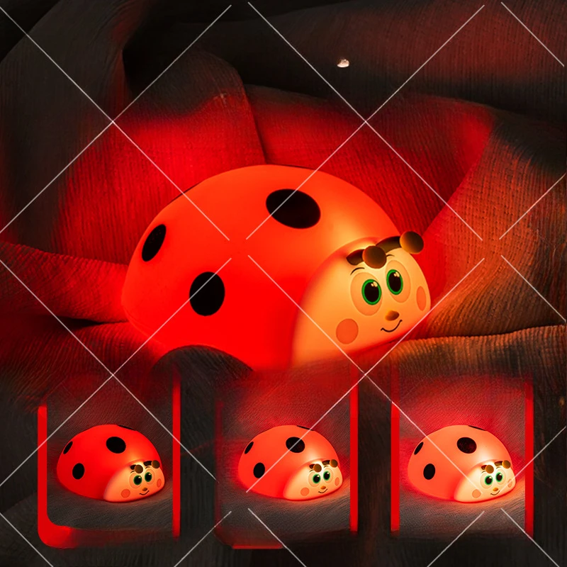 Ladybug Charging Touch Sleep Atmosphere Light Creative Cartoon Silicone Nightlight