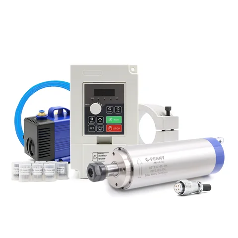 CNC Router Spindle Motor G-Penny CNC Set 2.2kW Water Cooled Spindle Motor 110v/220v 80mm 4pcs Bearings & 2.2kw VFD & 80mm Bracket & 75W Pump for Router