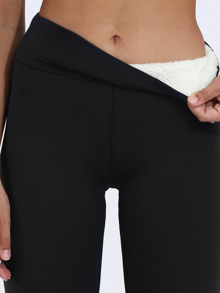 High Waist Black Fleece Pants Warm Legging Women Autumn Pants Thick Legging Compression Lamb Wool Trousers Winter Cold-Resistant