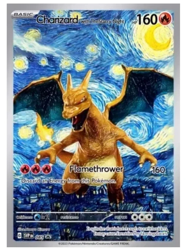 Pokemon Van Gogh Museum Pikachu Collection Cards DIY Pokemon Classic Single Card Game Anime Self Made Cards Gift Toys