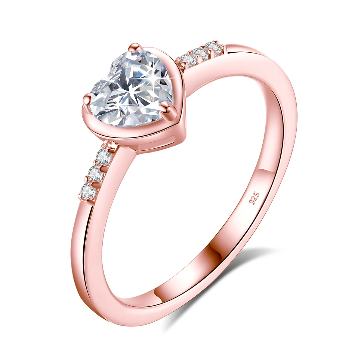 Valentinstagsgeschenk Herzförmiger Moissanit-Ring mit Zertifikat Massives 925er Silber Hochzeit Ewigkeit Einzigartiger Schmuck für Frauen im Angebot – Detail 5