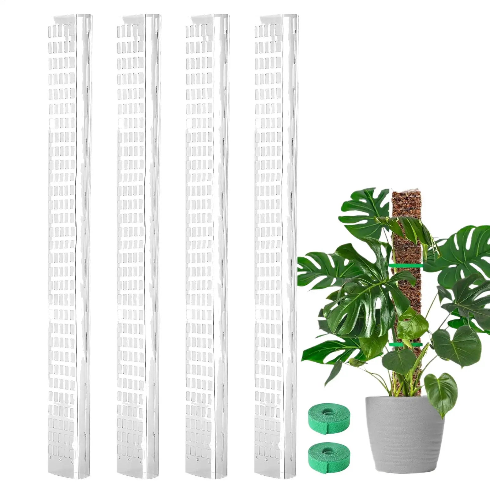 

4pcs Plastic Plant Cages Supports Moss Pole Vertical Growth Support Sticks Monstera Plant Support For Climbing Plants 24x4 inch