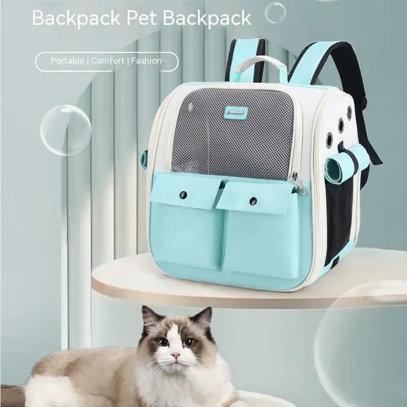 Pet Outing Carrier Backpacks Pet Portable Backpack Breathable Side Large Space Multifunctional Oxford Cloth Cat Dog Carrier Bags