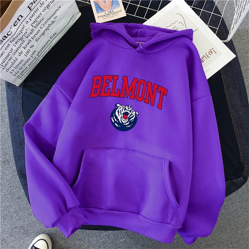 Women Hoodies Fashion Belmont University Print Hip Hop Fleece Woman Casual Pullover Unisex Streetwear Male Clothes Hoody