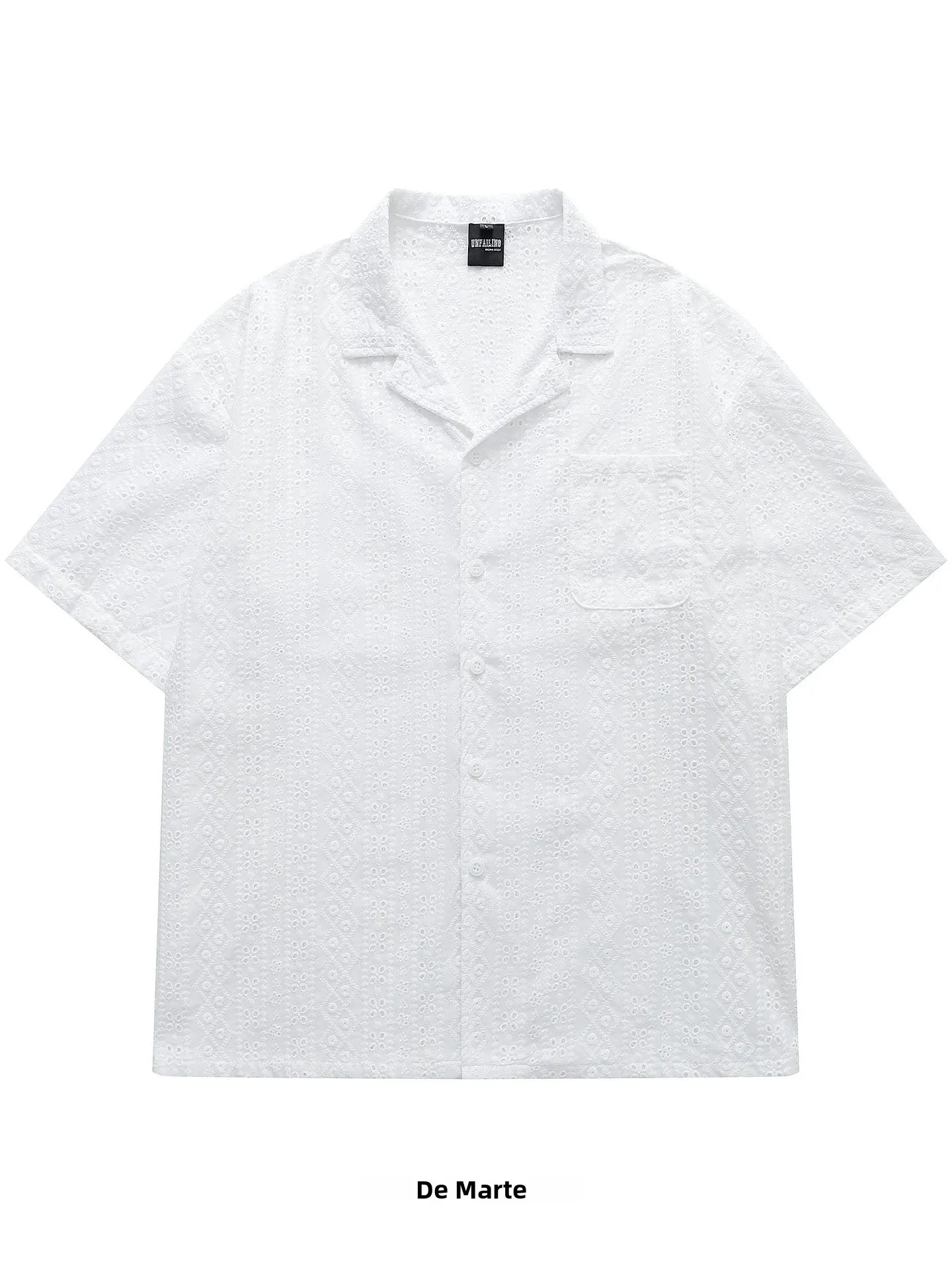 chemise-brodee-blanche-a-manches-courtes-couleur-unie-d'origine-chinoise-tendance-et-decontractee-pour-la-saison-estivale