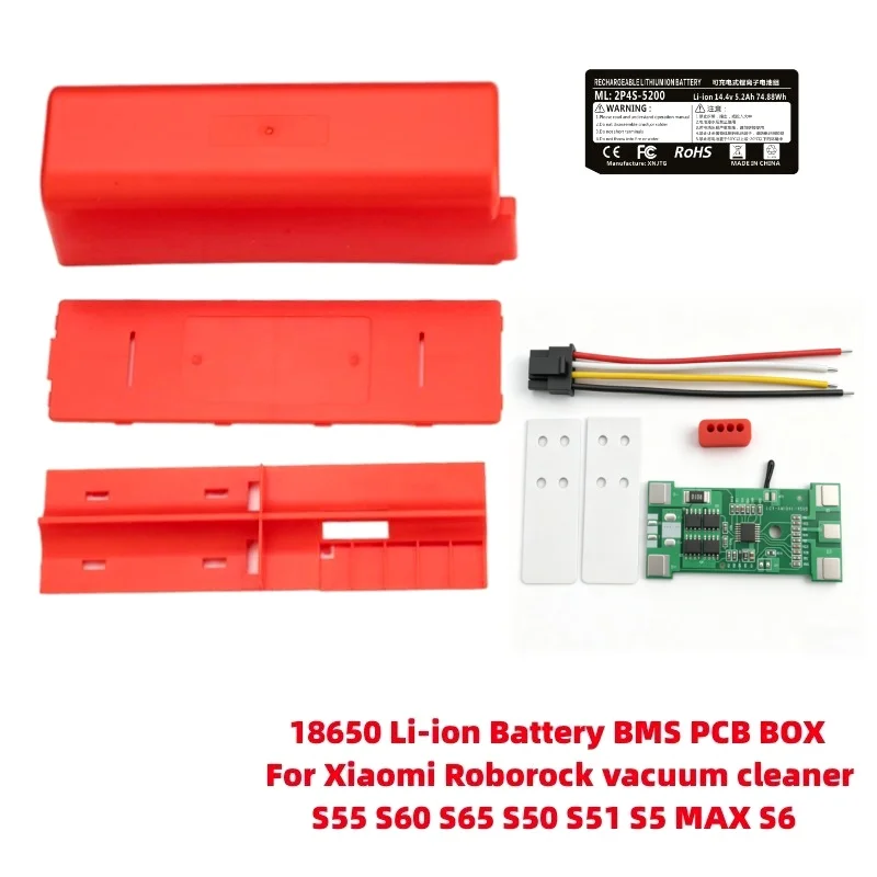 18650 Li-ion Battery BMS PCB case For Xiaomi Roborock vacuum cleaner S55 S60 S65 S50 S51 S5 MAX S6 Nesting Lithium Box Housing