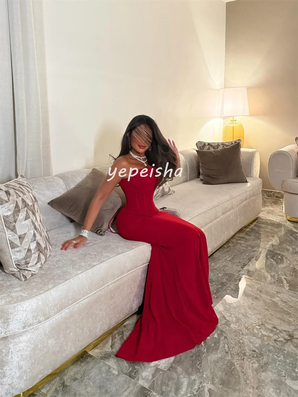 Customized Simple Exquisite Jersey Pleat Mermaid Off-the-shoulder Long Dresses Bespoke Occasion Dresses Sizes Available Fashion