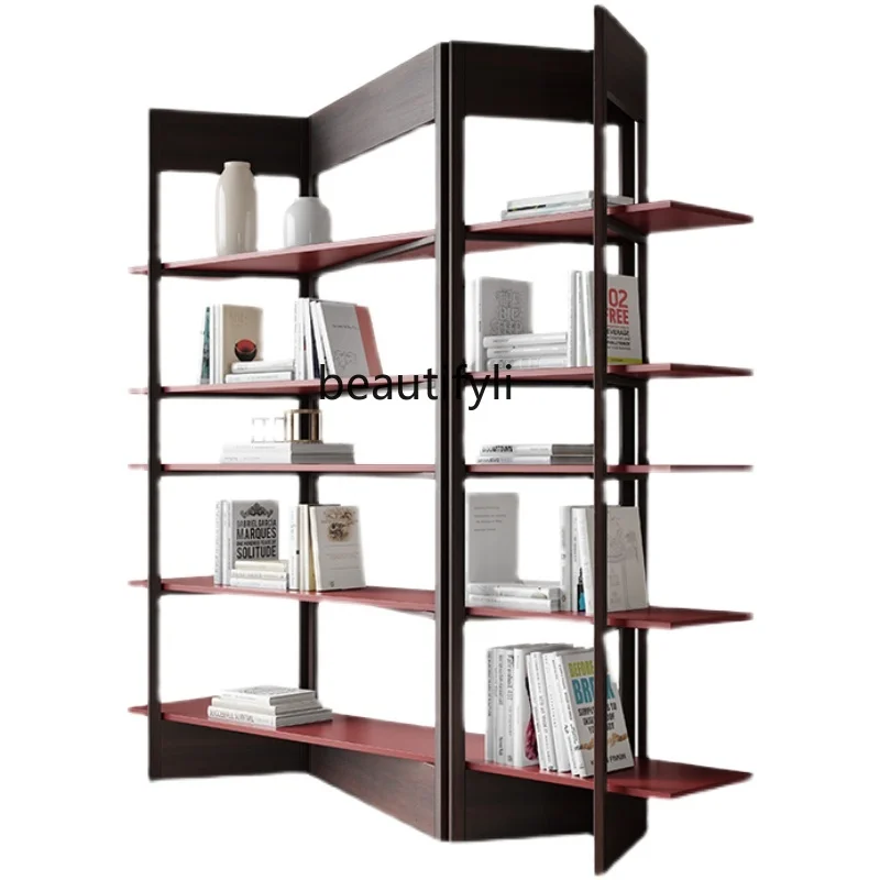 Italian Minimalist Light Luxury Multi-Purpose Bookcase Display Nordic Modern Minimalist Living Room Curio Shelves Solid Wood