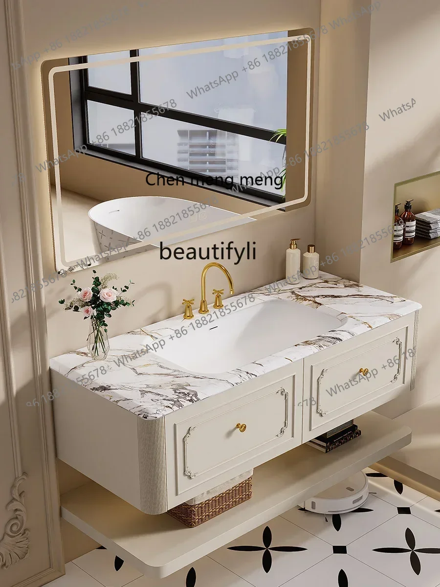 

178cqyCeramic Drop-in Sink Hanging Smart Bathroom Cabinet Combination Table