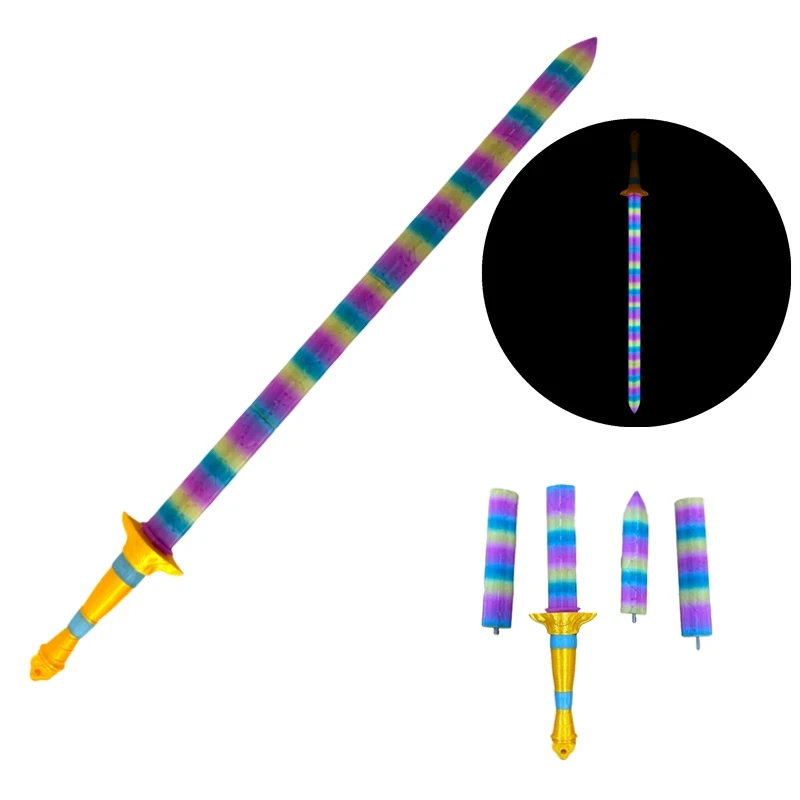 New Rainbow Color Sword Rumi Cosplay Luminous Sword Props Girl Group Idol Carnival Costume Accessories Party Gift For Kids Adult