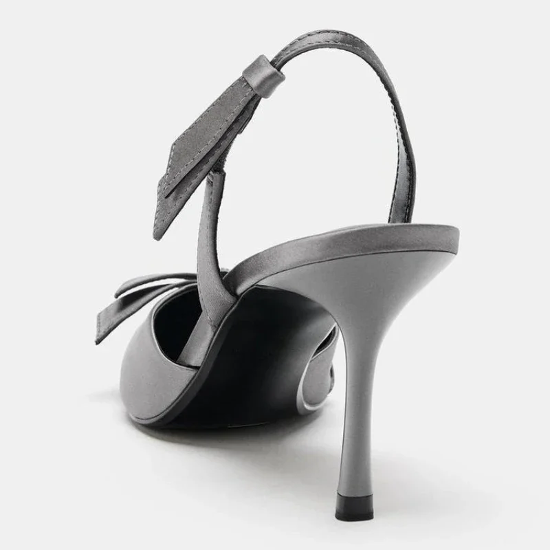 لامعة حجر الراين ربطة القوس فيونكة الديكور مضخات المرأة مثير أشار تو Slingback عالية الكعب للسيدات أنيقة فستان بحزام الظهر الأحذية #6