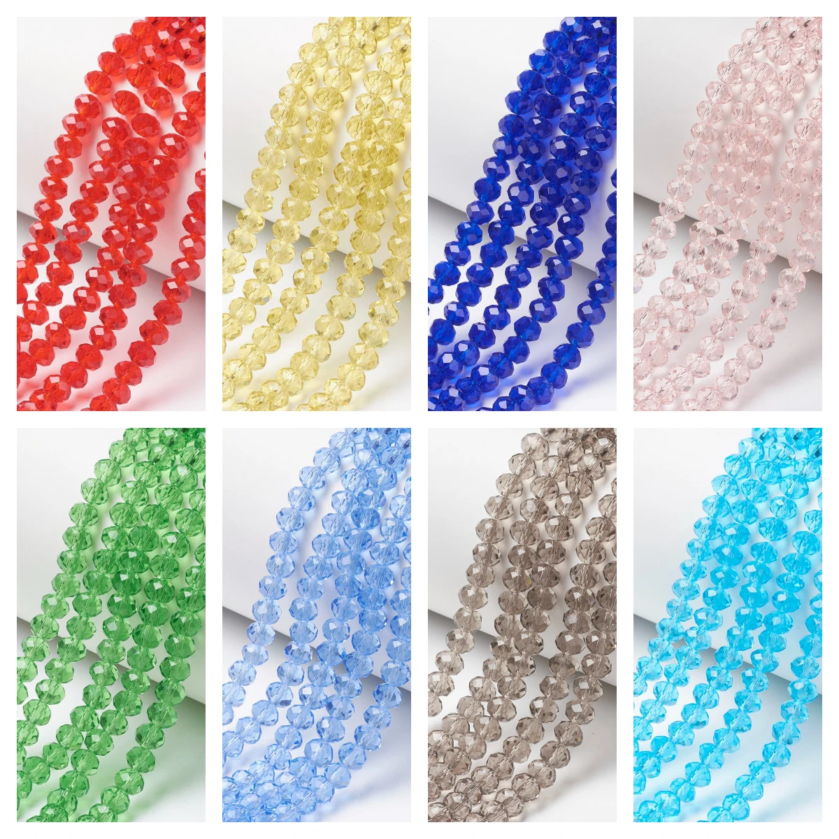 10 Strand Glass Beads Strands Faceted Rondelle Spacer Beads for Bracelet Necklace Jewelry Accessories 2mm 3mm 4mm 6mm 8mm 10mm