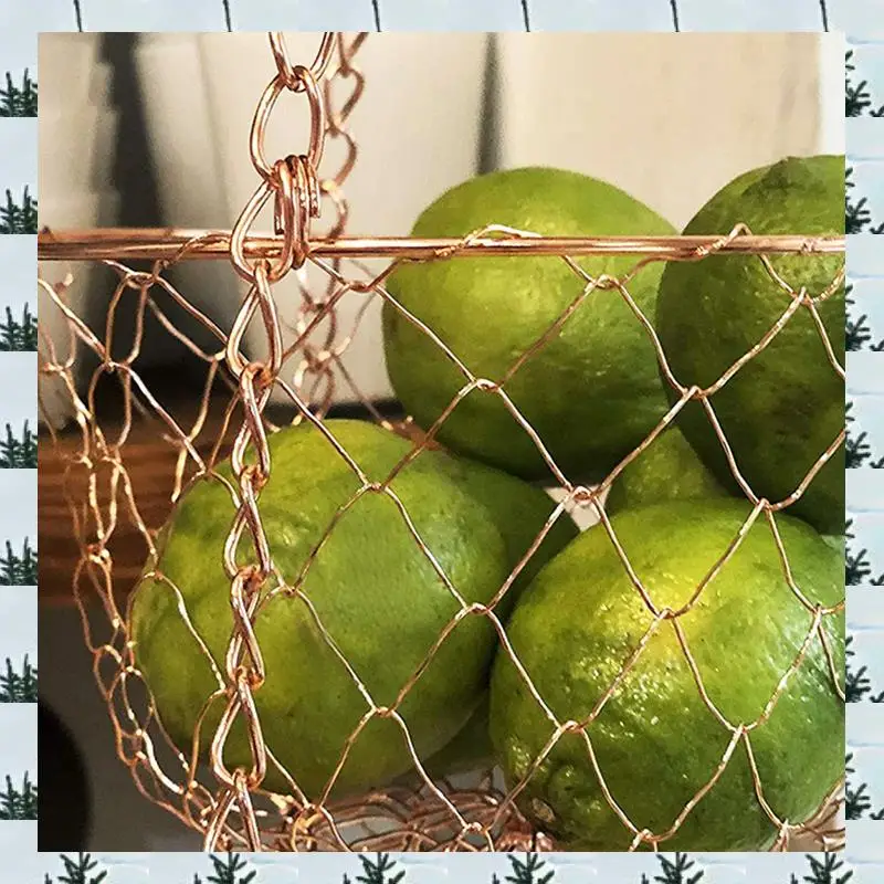 

ABLG 2X 3 Tier Fruit Basket, Vegetable Kitchen Storage Basket Chain Hanging Space Saving Fruits, Plants Basket(Copper)