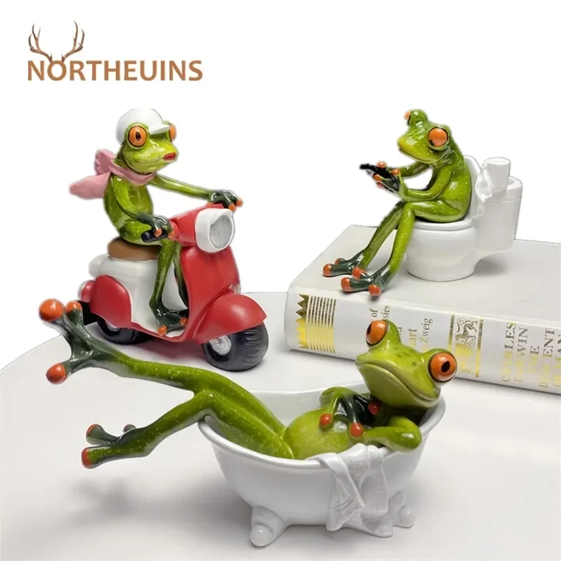 

NORTHEUINS Resin Leggy Frog Figurines Nordic Creative Animal Statues for Interior Sculpture Home Desktop Living Room Decoration