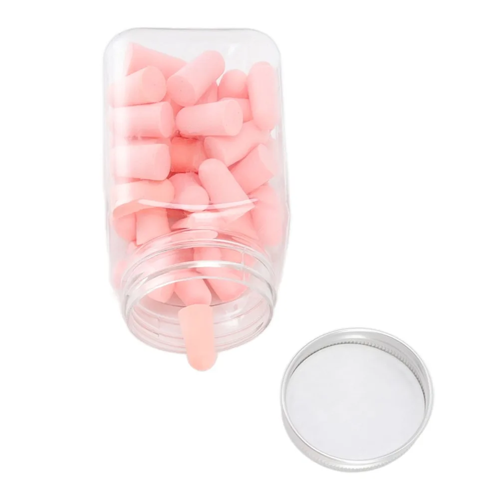 60Pcs Slow rebound memory foam Foam Ear Plugs Skin-friendly soft texture Effective noise blocking Noise Cancelling Earplug Pink