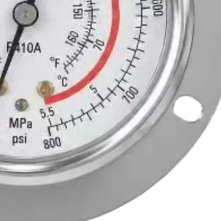 Y62 Coolant Pressure Gauge R410A Central Air Conditioning System High Accuracy Stainless Steel Metal 7/16 Inch Industrial Meter