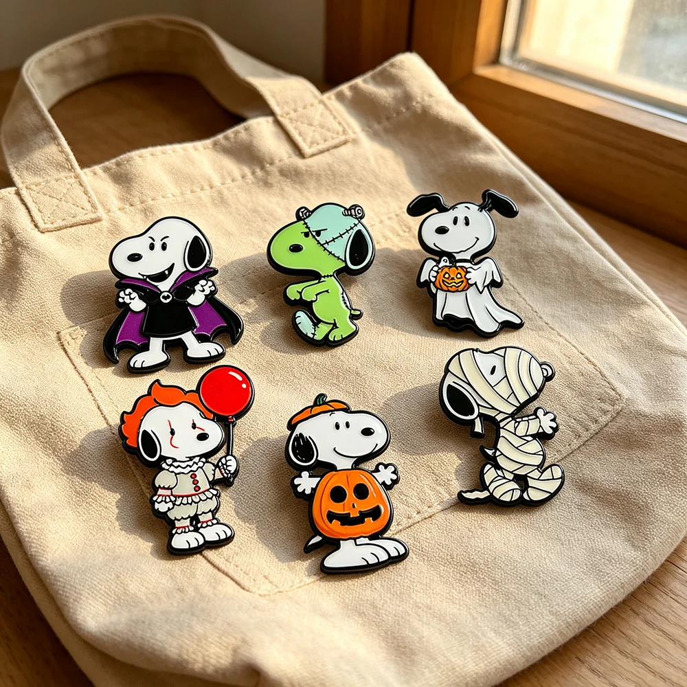 6 Stück Halloween-Themen Niedliche Cartoon-Hunde Emaille-Pin-Kollektion Dekorative Anstecknadeln für Taschen Urlaubsgeschenk für Freunde – Detail 5