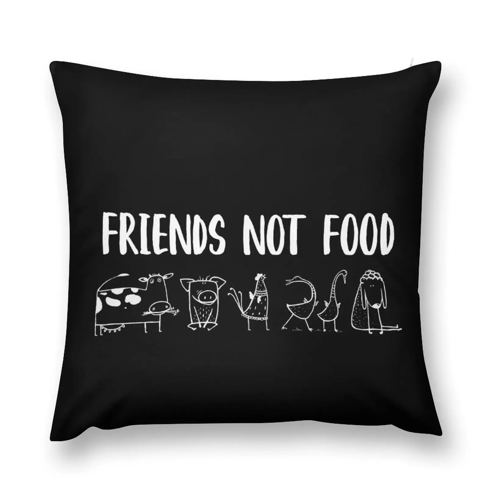 Design VEGAN/VEGGIE Friends not food 2 Throw Pillow Throw Pillow Covers Decorative pillowcase pillow