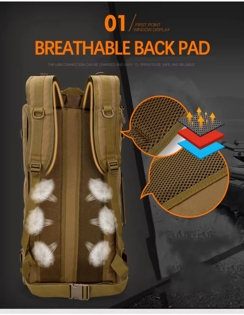 60L トラベルバックパック荷物バッグカジュアル多機能大容量アウトドアスポーツキャンプ登山ハイキング登山バッグ