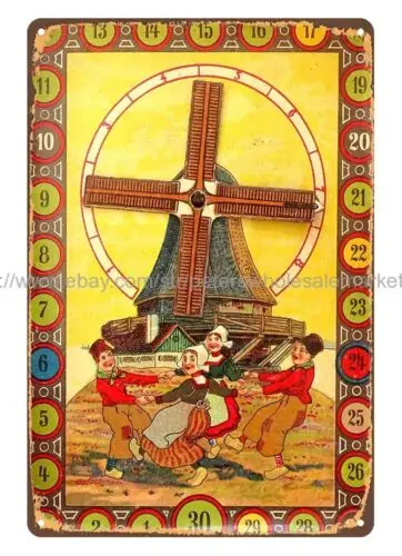 1913 Dutch Roulette board game metal tin sign office bar home interior design