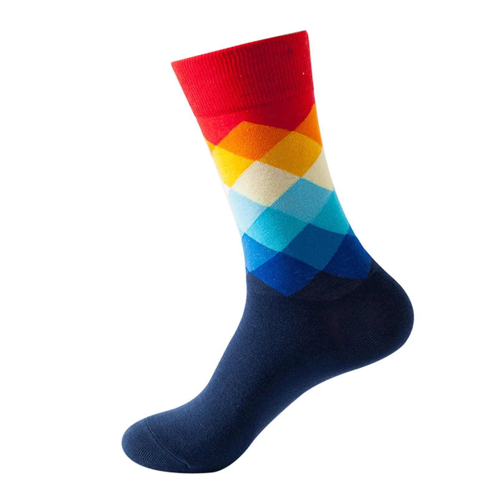 Stockings Diamond Checkered Pattern Stockings Fashionable And Trendy Tube Socks Women'S Breathable Long Socks