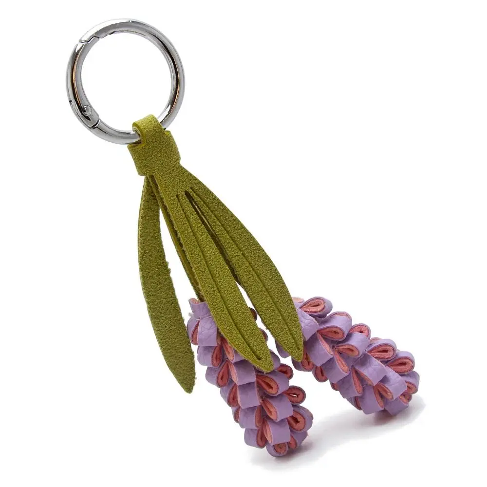 Multi-color Purple Pu Leather Flower Pendant Hanger Lavender Pu Flower Keychain Weave Fashion Bag Charm Car Keyring