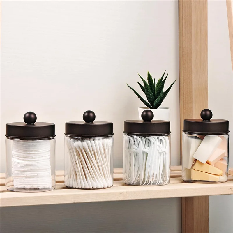 ABUL-6-Pack حاوية أعواد قطنية زجاجات زجاجية شفافة لمسحات القطن وإسفنجات المكياج