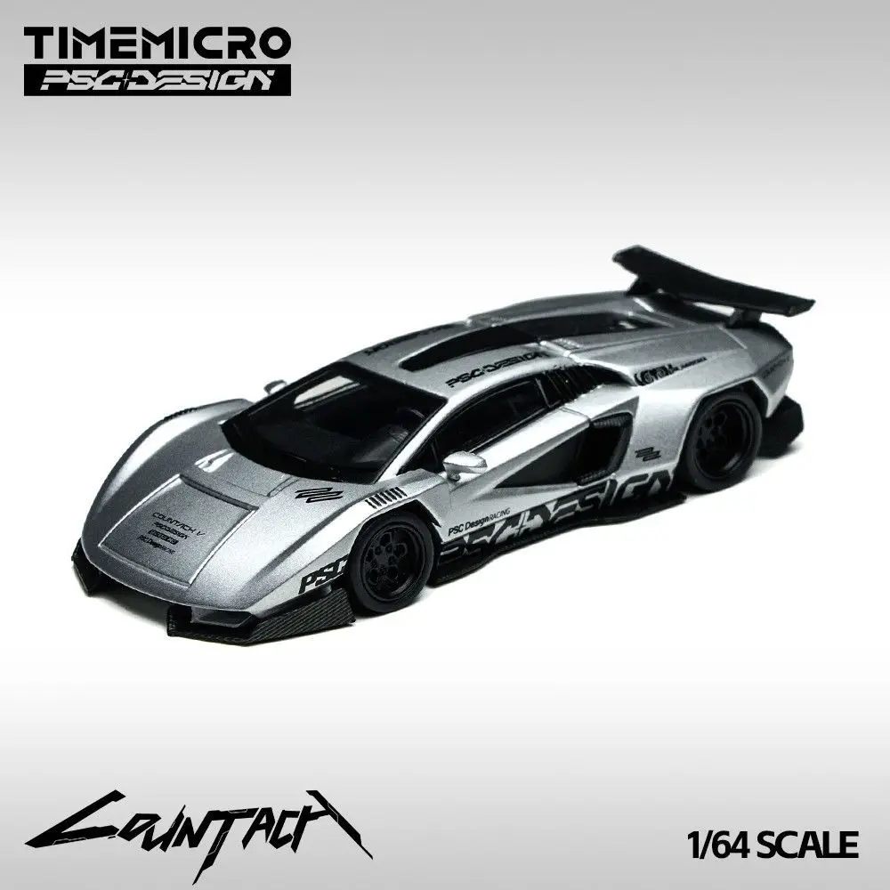 TimeMicro PSC Diecast 1:64 Scale Countach V Silver Bullet Alloy Car Model Play Vehicles Collectible Model Cars Toys Boys Gift