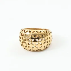 High End PVD Waterproof Fashion Vintage Delicate Fine Pattern Hollow Ring for Women Stainless Steel Jewelry Gifts