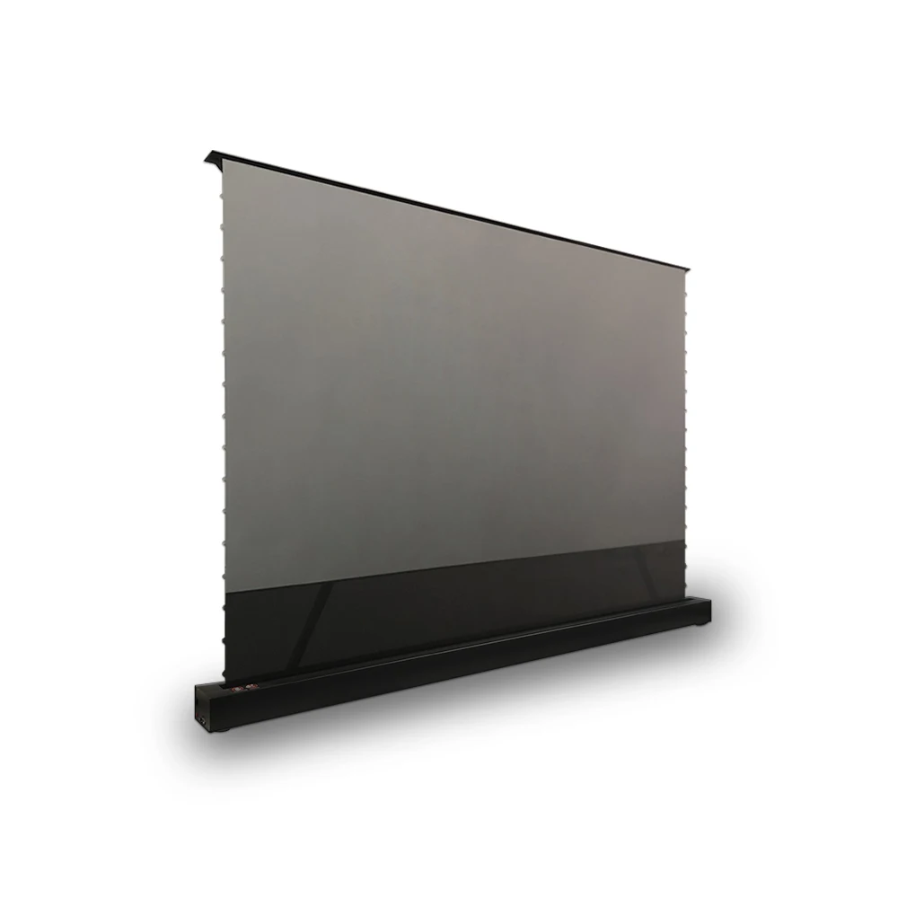 72 Inch 16:9 CBSP Black Grid CLR ALR Laser TV Cabinet Motorized Floor Rising Screen for Ultra Short Throw Laser Projector