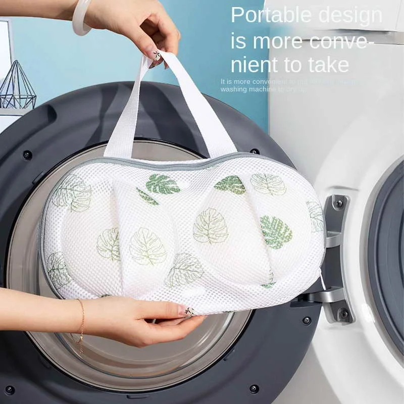 

Leaf Print Bra Laundry Bag Anti Deformation Mesh Pocket for Machine Washing Underwear Washing Bag Brassiere Clean Pouch